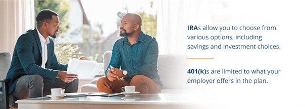The differences between IRAs and 401(k)s