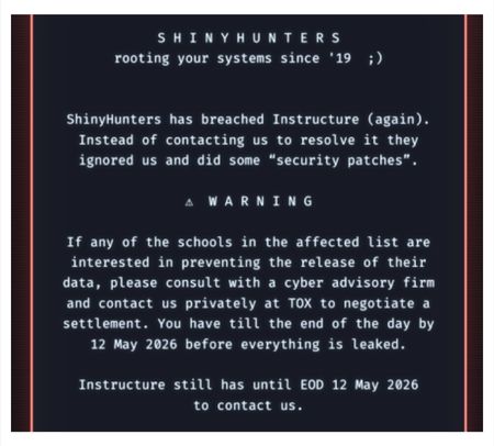 ShinyHunters Hack Message